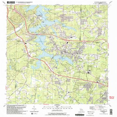 YellowMaps Acworth GA topo map, 1:24000 Scale, 7.5 X 7.5 Minute, Historical, 1992, Updated 1993, 26.9 x 22 in - Polypropylene