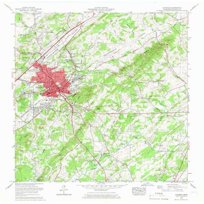 YellowMaps Athens TN topo map, 1:24000 Scale, 7.5 X 7.5 Minute, Historical, 1964, Updated 1966, 27.5 x 22 in - Polypropylene