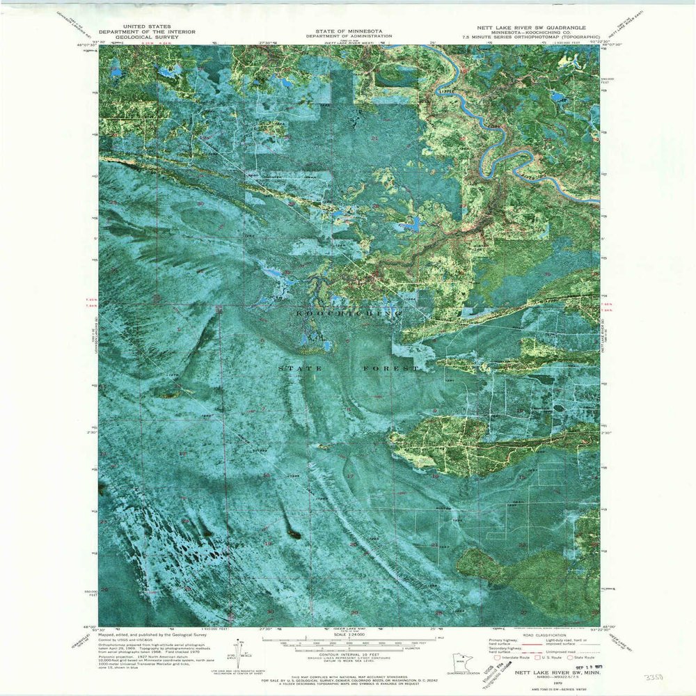 YellowMaps Nett Lake River SW MN topo map, 1:24000 Scale, 7.5 X 7.5 Minute, Historical, 1970, Updated 1973, 27.3 x 21.2 in - Polypropylene