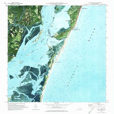 YellowMaps Kure Beach NC topo map, 1:24000 Scale, 7.5 X 7.5 Minute, Historical, 1970, Updated 1972, 26.9 x 22 in - Polypropylene