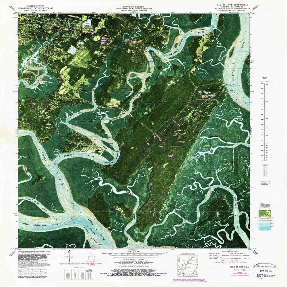YellowMaps Isle of Hope GA topo map, 1:24000 Scale, 7.5 X 7.5 Minute, Historical, 1979, Updated 1988, 27.8 x 24 in - Polypropylene