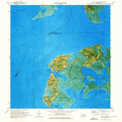 Deal Island MD topo map, 1:24000 Scale, 7.5 X 7.5 Minute, Historical, 1972, Updated 1975, 26.7 x 21.8 in - Polypropylene
