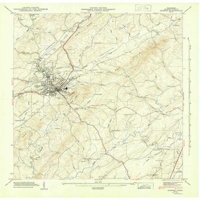 YellowMaps Athens TN topo map, 1:24000 Scale, 7.5 X 7.5 Minute, Historical, 1944, Updated 1946, 27.5 x 22 in - Tyvek