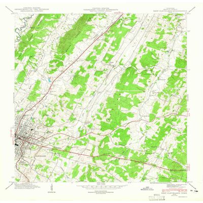 YellowMaps East Cleveland TN topo map, 1:24000 Scale, 7.5 X 7.5 Minute, Historical, 1943, Updated 1946, 27.3 x 22 in - Polypropylene