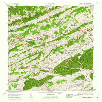 YellowMaps Blountville TN topo map, 1:24000 Scale, 7.5 X 7.5 Minute, Historical, 1959, Updated 1962, 27.4 x 22 in - Tyvek