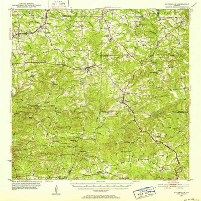 YellowMaps Yatesville GA topo map, 1:62500 Scale, 15 X 15 Minute, Historical, 1951, Updated 1952, 20.6 x 16.7 in - Tyvek