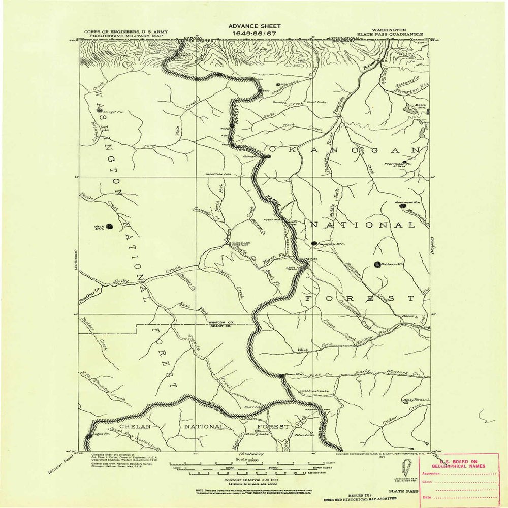 YellowMaps Slate Pass WA topo map, 1:125000 Scale, 30 X 30 Minute, Historical, 1920, 21.6 x 16.8 in - Polypropylene