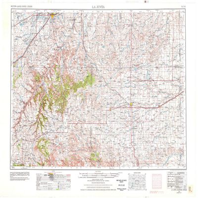 YellowMaps La Junta CO topo map, 1:250000 Scale, 1 X 2 Degree, Historical, 1955, Updated 1978, 22.5 x 32.3 in - Tyvek