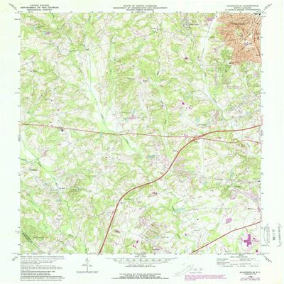 YellowMaps Kannapolis NC topo map, 1:24000 Scale, 7.5 X 7.5 Minute, Historical, 1969, Updated 1988, 26.9 x 22 in - Polypropylene