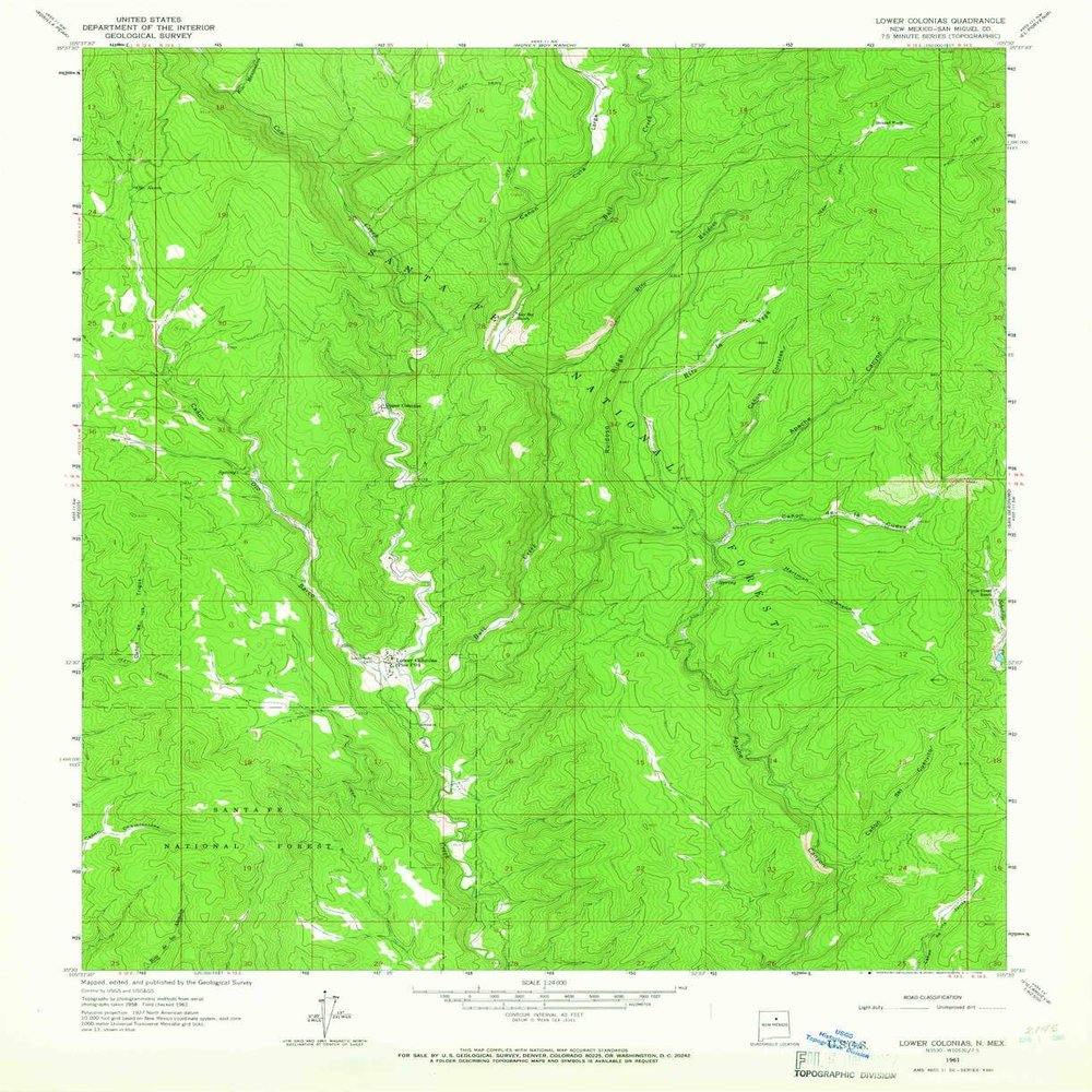 YellowMaps Lower Colonias NM topo map, 1:24000 Scale, 7.5 X 7.5 Minute, Historical, 1961, Updated 1966, 26.9 x 22 in - Polypropylene