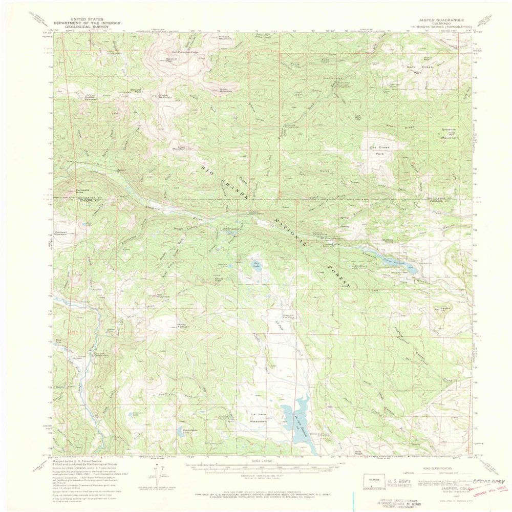 YellowMaps Jasper CO topo map, 1:62500 Scale, 15 X 15 Minute, Historical, 1967, Updated 1972, 21.2 x 17.1 in - Polypropylene