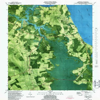 YellowMaps Currituck NC topo map, 1:24000 Scale, 7.5 X 7.5 Minute, Historical, 1982, Updated 1987, 26.5 x 21.8 in - Polypropylene