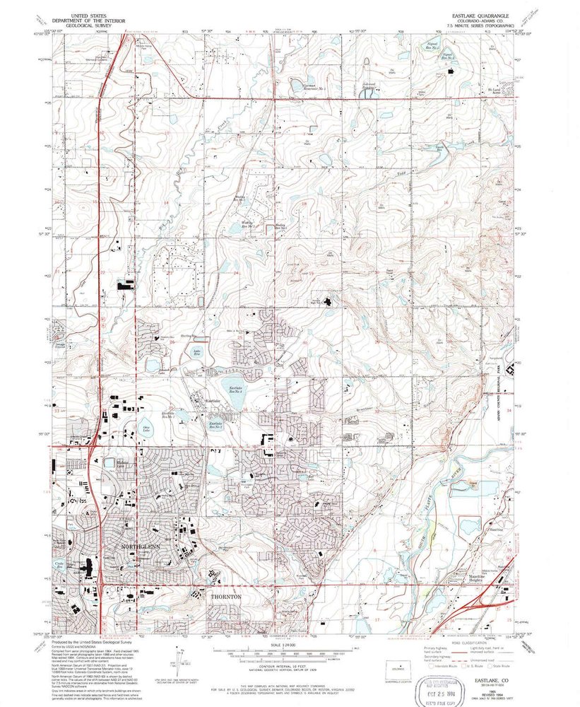 YellowMaps Eastlake CO topo map, 1:24000 Scale, 7.5 X 7.5 Minute, Historical, 1965, Updated 1994, 26.8 x 22 in - Polypropylene
