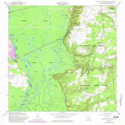 YellowMaps Poinsett State Park SC topo map, 1:24000 Scale, 7.5 X 7.5 Minute, Historical, 1953, Updated 1983, 26.9 x 22.1 in - Polypropylene