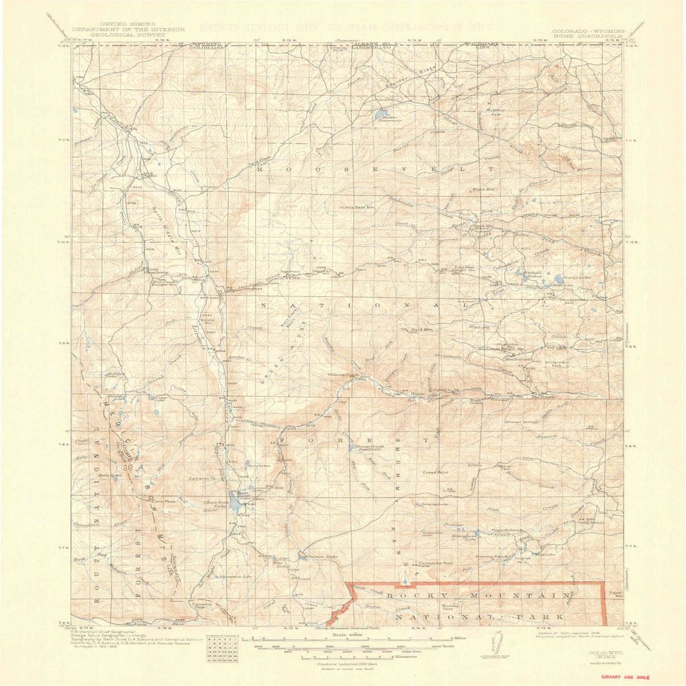 YellowMaps Home CO topo map, 1:125000 Scale, 30 X 30 Minute, Historical, 1920, Updated 1948, 20.6 x 16.6 in - Polypropylene