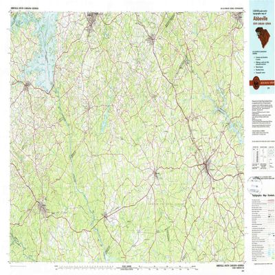 YellowMaps Abbeville SC topo map, 1:100000 Scale, 30 X 60 Minute, Historical, 1979, Updated 1980, 24.1 x 42.7 in - Tyvek