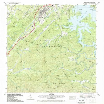 YellowMaps Blue Ridge GA topo map, 1:24000 Scale, 7.5 X 7.5 Minute, Historical, 1988, Updated 1988, 27 x 22 in - Polypropylene