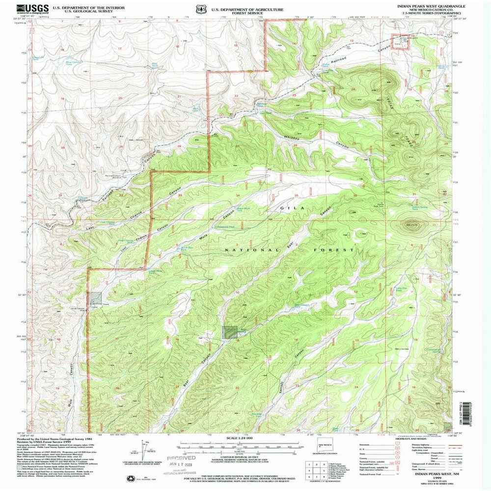 YellowMaps Indian Peaks West NM topo map, 1:24000 Scale, 7.5 X 7.5 Minute, Historical, 1999, Updated 2002, 27 x 22 in - Polypropylene