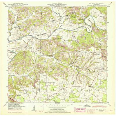 Dellrose TN topo map, 1:24000 Scale, 7.5 X 7.5 Minute, Historical, 1951, Updated 1967, 27.5 x 22 in - Polypropylene