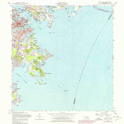 YellowMaps Annapolis MD topo map, 1:24000 Scale, 7.5 X 7.5 Minute, Historical, 1957, Updated 1976, 26.9 x 22 in - Paper