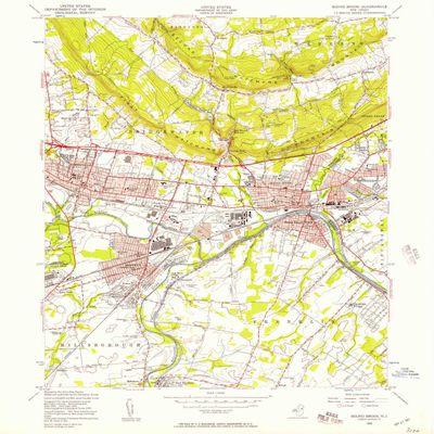YellowMaps Bound Brook NJ topo map, 1:24000 Scale, 7.5 X 7.5 Minute, Historical, 1955, Updated 1957, 26.8 x 22.1 in - Polypropylene