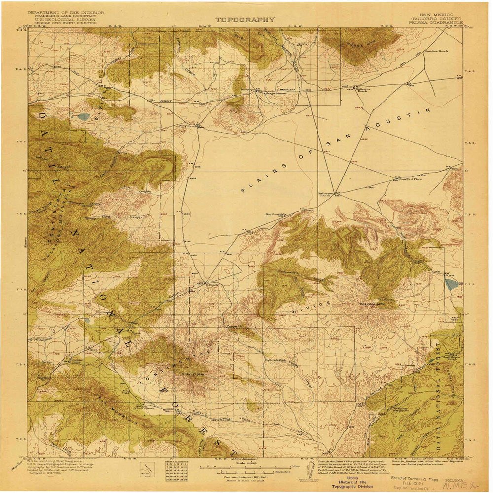 YellowMaps Pelona NM topo map, 1:125000 Scale, 30 X 30 Minute, Historical, 1918, 20 x 16.5 in - Tyvek