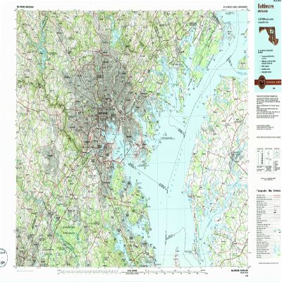 YellowMaps Baltimore MD topo map, 1:100000 Scale, 30 X 60 Minute, Historical, 1984, Updated 1984, 24.1 x 41.4 in - Polypropylene