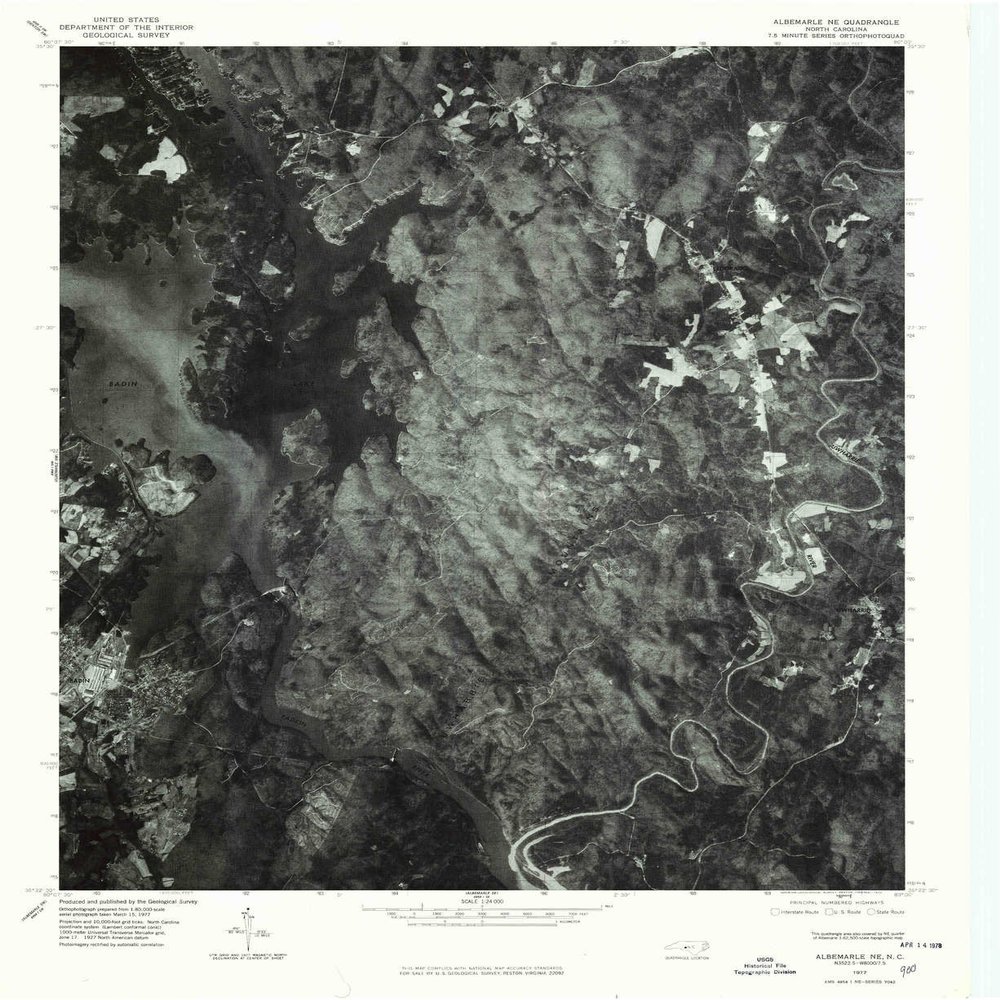 YellowMaps Albemarle NE NC topo map, 1:24000 Scale, 7.5 X 7.5 Minute, Historical, 1977, Updated 1979, 26.9 x 22 in - Polypropylene