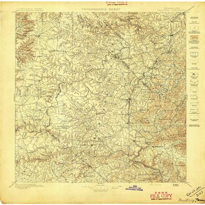 YellowMaps Wartburg TN topo map, 1:125000 Scale, 30 X 30 Minute, Historical, 1896, 21 x 17.1 in - Polypropylene