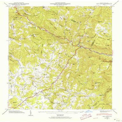 YellowMaps Bat Cave NC topo map, 1:24000 Scale, 7.5 X 7.5 Minute, Historical, 1946, Updated 1957, 27 x 22 in - Polypropylene