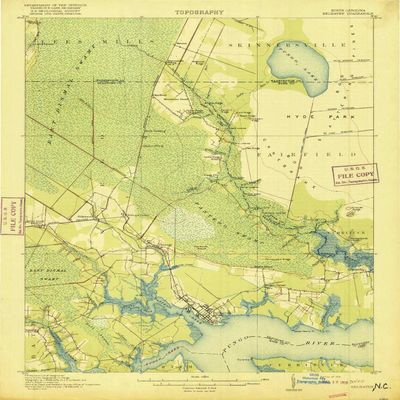 YellowMaps Belhaven NC topo map, 1:62500 Scale, 15 X 15 Minute, Historical, 1916, 19.7 x 16.4 in - Polypropylene