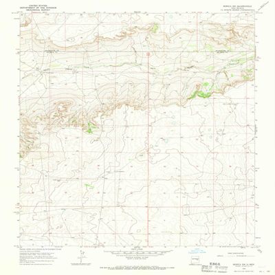 YellowMaps Borica SW NM topo map, 1:24000 Scale, 7.5 X 7.5 Minute, Historical, 1966, Updated 1969, 26.9 x 22 in - Polypropylene
