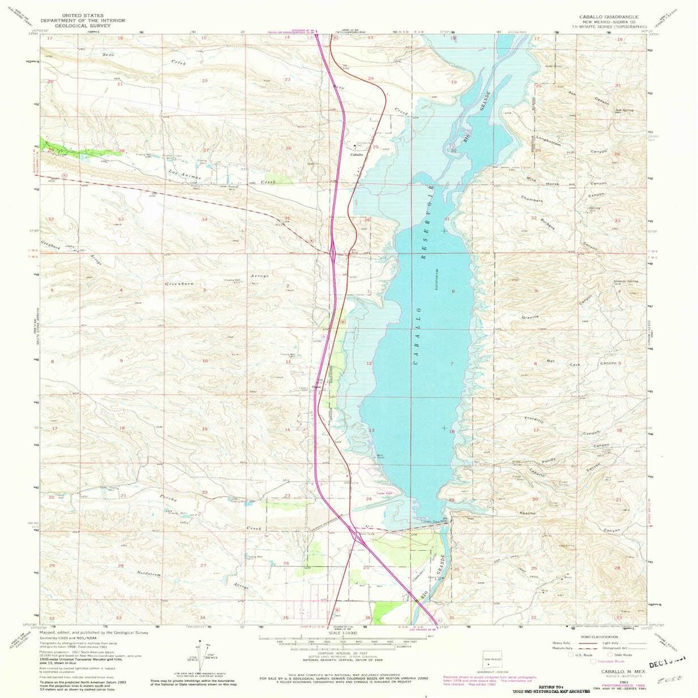 Caballo NM topo map, 1:24000 Scale, 7.5 X 7.5 Minute, Historical, 1961, Updated 1981, 26.9 x 22.1 in - Polypropylene