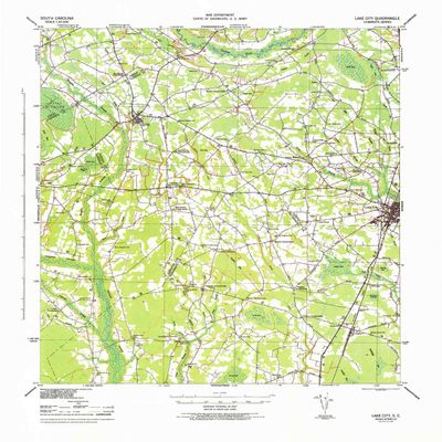 YellowMaps Lake City SC topo map, 1:62500 Scale, 15 X 15 Minute, Historical, 1946, 21.7 x 17.9 in - Tyvek