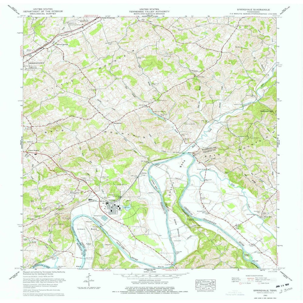 YellowMaps Springvale TN topo map, 1:24000 Scale, 7.5 X 7.5 Minute, Historical, 1961, Updated 1977, 27.4 x 22 in - Tyvek