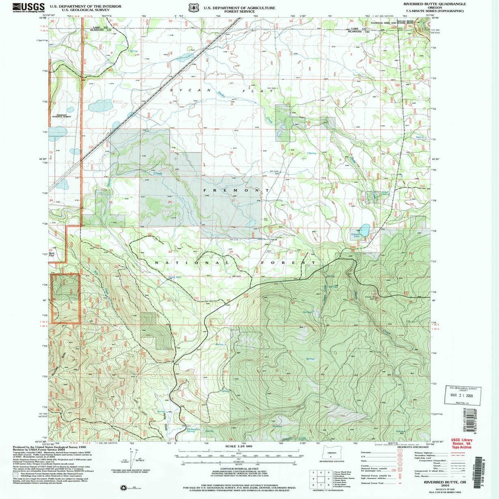 YellowMaps Riverbed Butte OR topo map, 1:24000 Scale, 7.5 X 7.5 Minute, Historical, 2004, Updated 2007, 26.8 x 22 in - Polypropylene