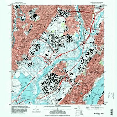 YellowMaps Weehawken NJ topo map, 1:24000 Scale, 7.5 X 7.5 Minute, Historical, 1995, Updated 1998, 26.9 x 22 in - Polypropylene