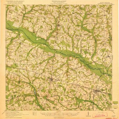 YellowMaps Bamberg SC topo map, 1:62500 Scale, 15 X 15 Minute, Historical, 1920, 19.6 x 16.4 in - Tyvek