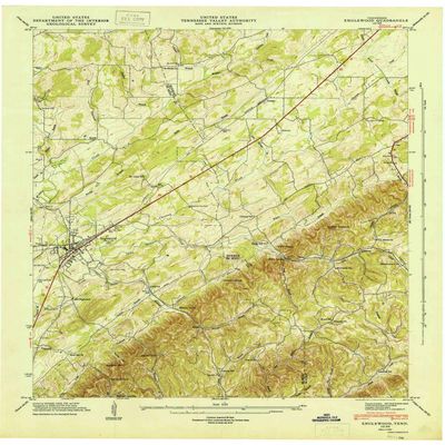 YellowMaps Englewood TN topo map, 1:24000 Scale, 7.5 X 7.5 Minute, Historical, 1945, Updated 1946, 27.4 x 22 in - Tyvek