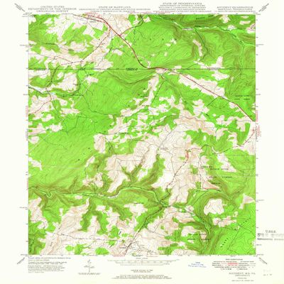 YellowMaps Accident MD topo map, 1:24000 Scale, 7.5 X 7.5 Minute, Historical, 1948, Updated 1966, 26.9 x 22 in - Polypropylene