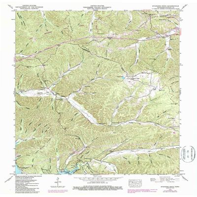 YellowMaps Standing Rock TN topo map, 1:24000 Scale, 7.5 X 7.5 Minute, Historical, 1950, Updated 1987, 27.3 x 22 in - Polypropylene