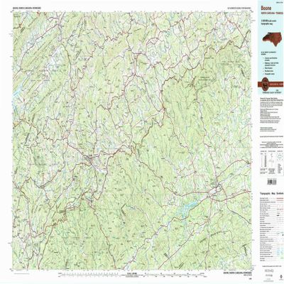 YellowMaps Boone NC topo map, 1:100000 Scale, 30 X 60 Minute, Historical, 1985, Updated 1986, 24.1 x 42.2 in - Tyvek