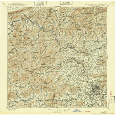 YellowMaps Asheville NC topo map, 1:125000 Scale, 30 X 30 Minute, Historical, 1901, Updated 1939, 20 x 16.5 in - Tyvek