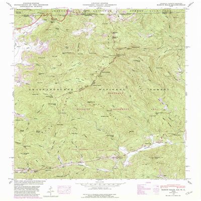 YellowMaps Rabun Bald GA topo map, 1:24000 Scale, 7.5 X 7.5 Minute, Historical, 1946, Updated 1980, 26.9 x 22 in - Polypropylene
