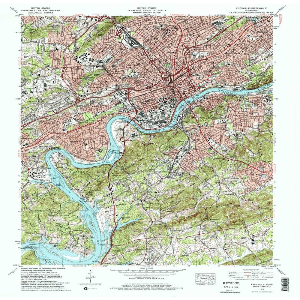 YellowMaps Knoxville TN topo map, 1:24000 Scale, 7.5 X 7.5 Minute, Historical, 1978, Updated 1979, 27.3 x 22 in - Polypropylene