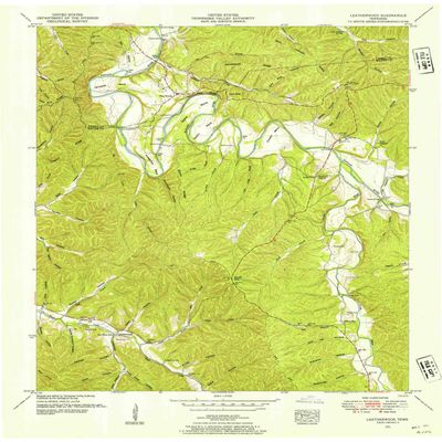 YellowMaps Leatherwood TN topo map, 1:24000 Scale, 7.5 X 7.5 Minute, Historical, 1951, Updated 1954, 27.4 x 22 in - Polypropylene