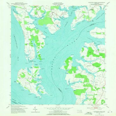 YellowMaps Langford Creek MD topo map, 1:24000 Scale, 7.5 X 7.5 Minute, Historical, 1954, Updated 1971, 26.8 x 22 in - Tyvek
