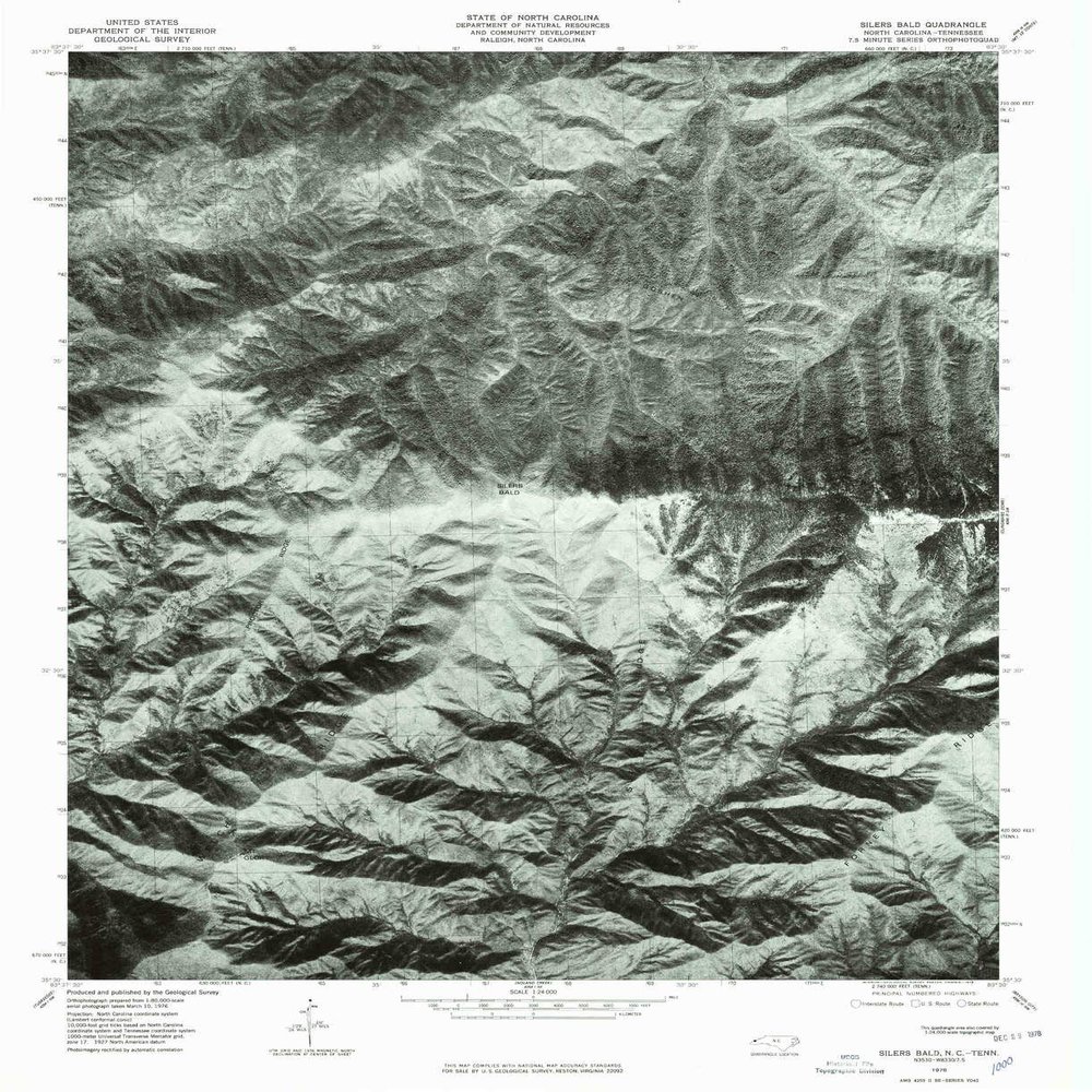 YellowMaps Silers Bald NC topo map, 1:24000 Scale, 7.5 X 7.5 Minute, Historical, 1976, Updated 1978, 26.7 x 21.7 in - Polypropylene