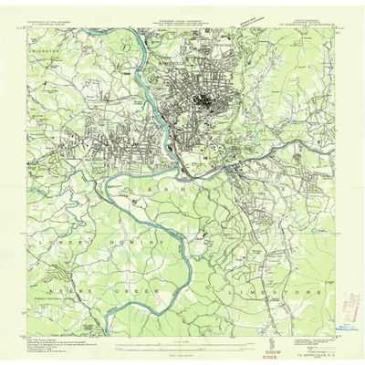 YellowMaps Asheville NC topo map, 1:24000 Scale, 7.5 X 7.5 Minute, Historical, 1936, 26.9 x 22 in - Tyvek