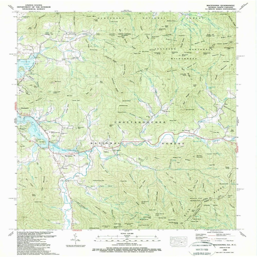 YellowMaps Macedonia GA topo map, 1:24000 Scale, 7.5 X 7.5 Minute, Historical, 1988, Updated 1988, 26.9 x 22 in - Polypropylene